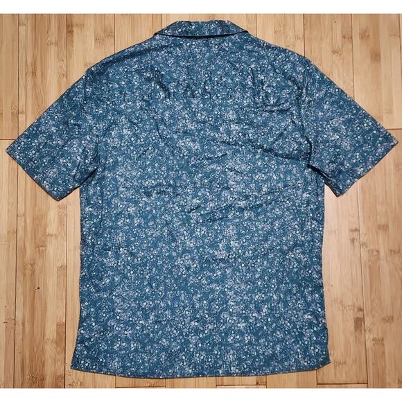 Rhone Men's Small Blue Floral Button Up Short Sleeve Shirt Casual Resort Beach - Picture 7 of 7